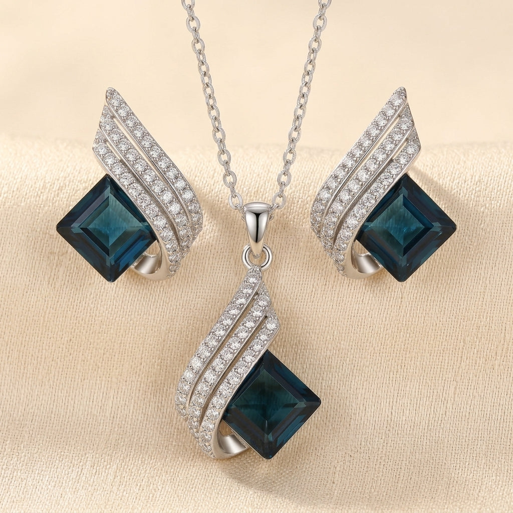 Conjunto de joyas Brienne Solazure | Oro blanco