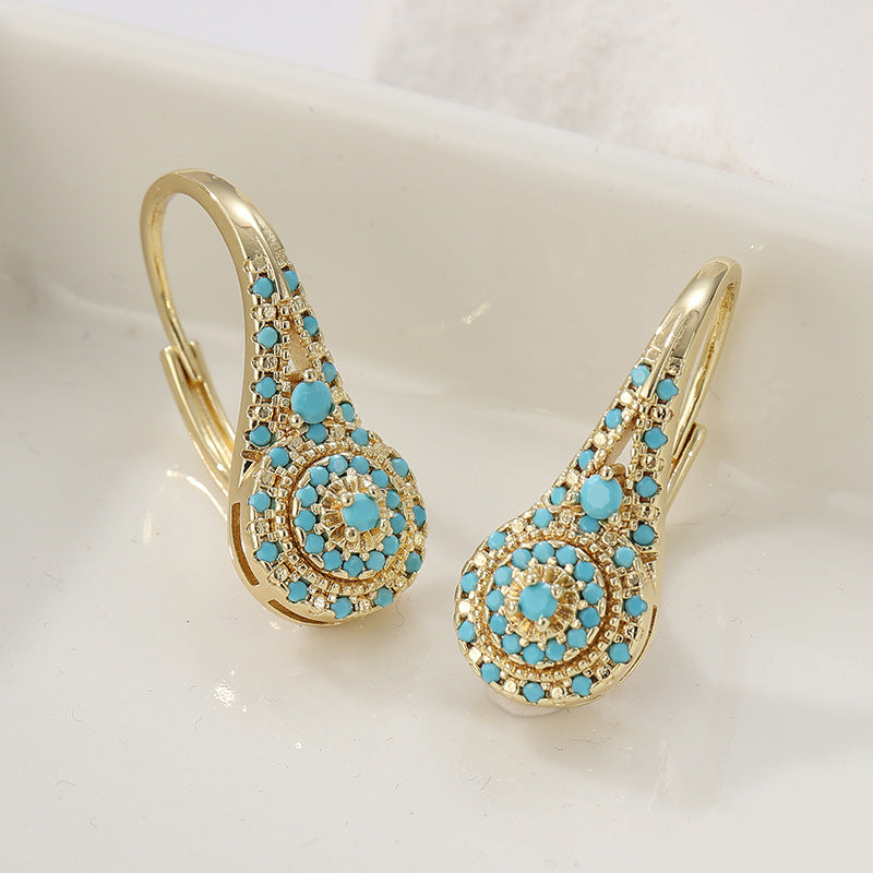 Pendientes en Clúster de Turquesa Valenne | Oro