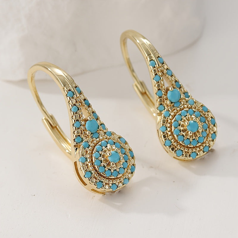Pendientes en Clúster de Turquesa Valenne | Oro