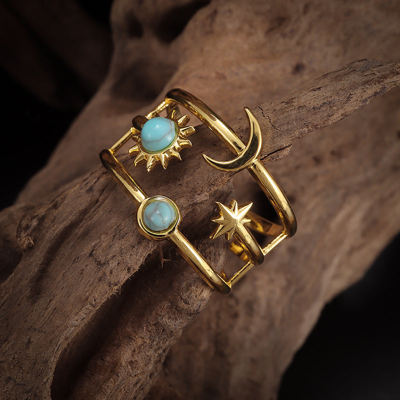 Anillo Orbit Turquesa Soluna | Guld