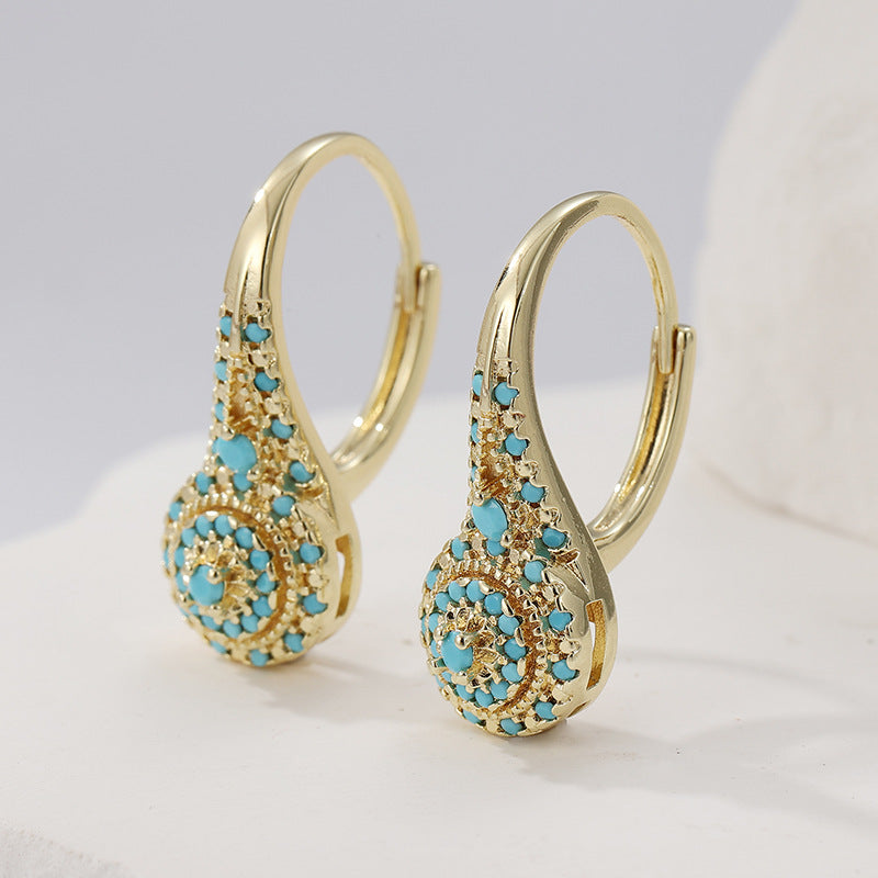 Pendientes en Clúster de Turquesa Valenne | Oro