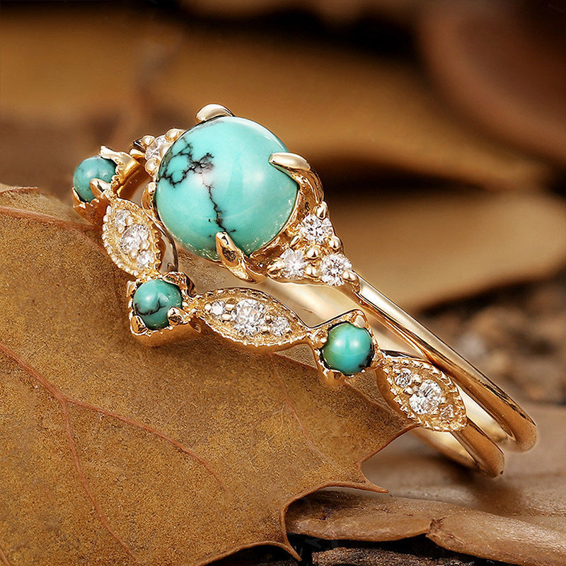 Conjunto de Anillos Aureva Turkis Krone | Oro