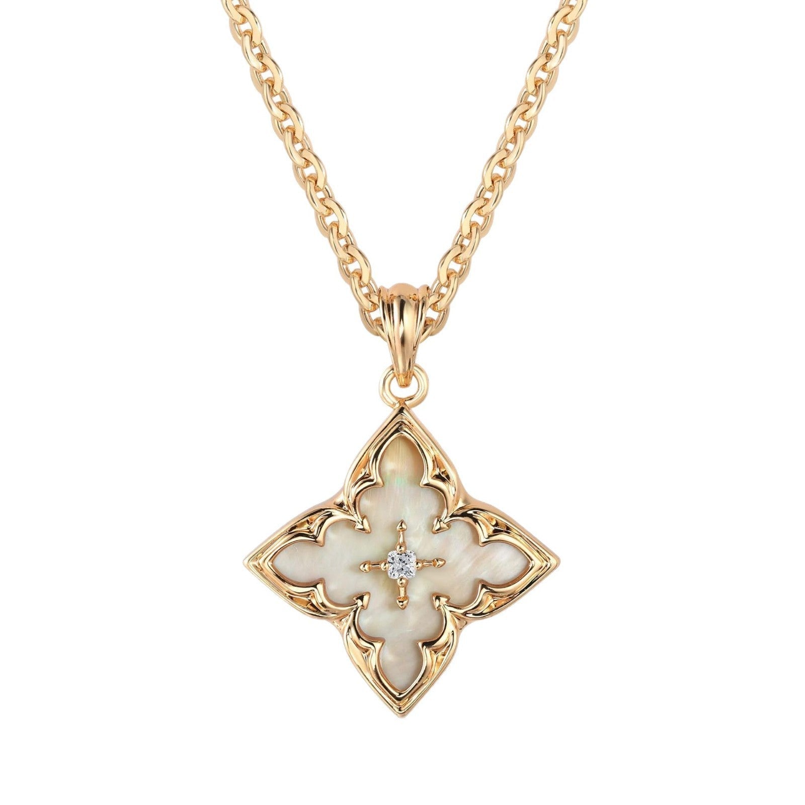 Colgante de Trébol Blanco | Oro