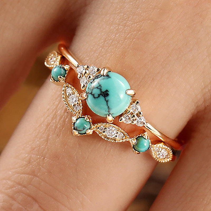 Conjunto de Anillos Aureva Turkis Krone | Oro