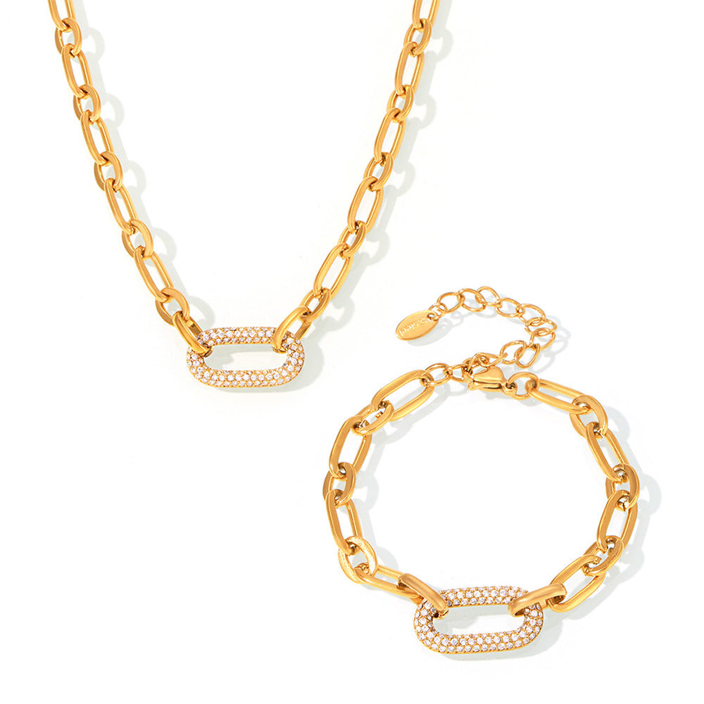 Conjunto de Joyería Belagt Chunky Kæde | Oro