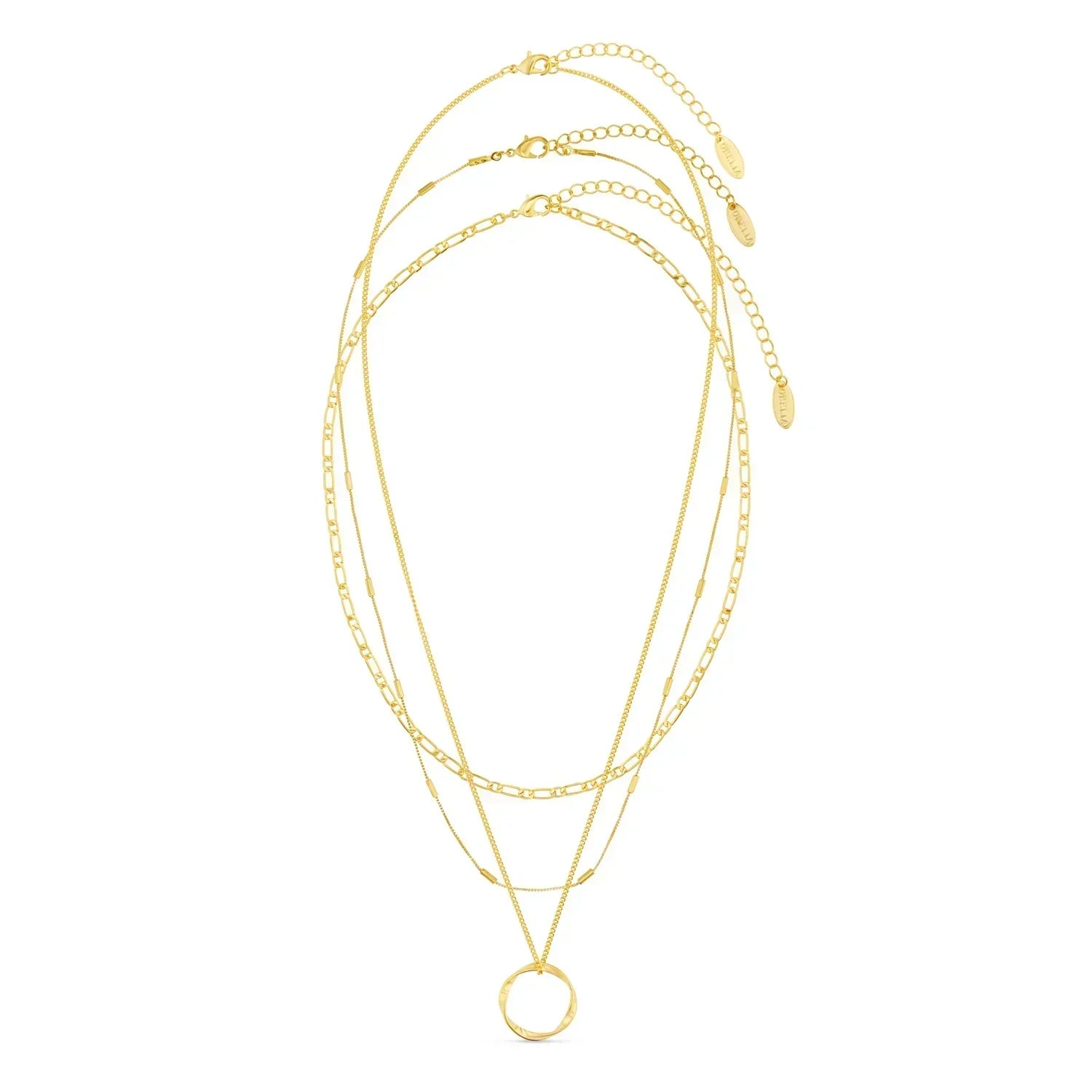 Collar de Tres Filas con Círculo Abierto | Oro