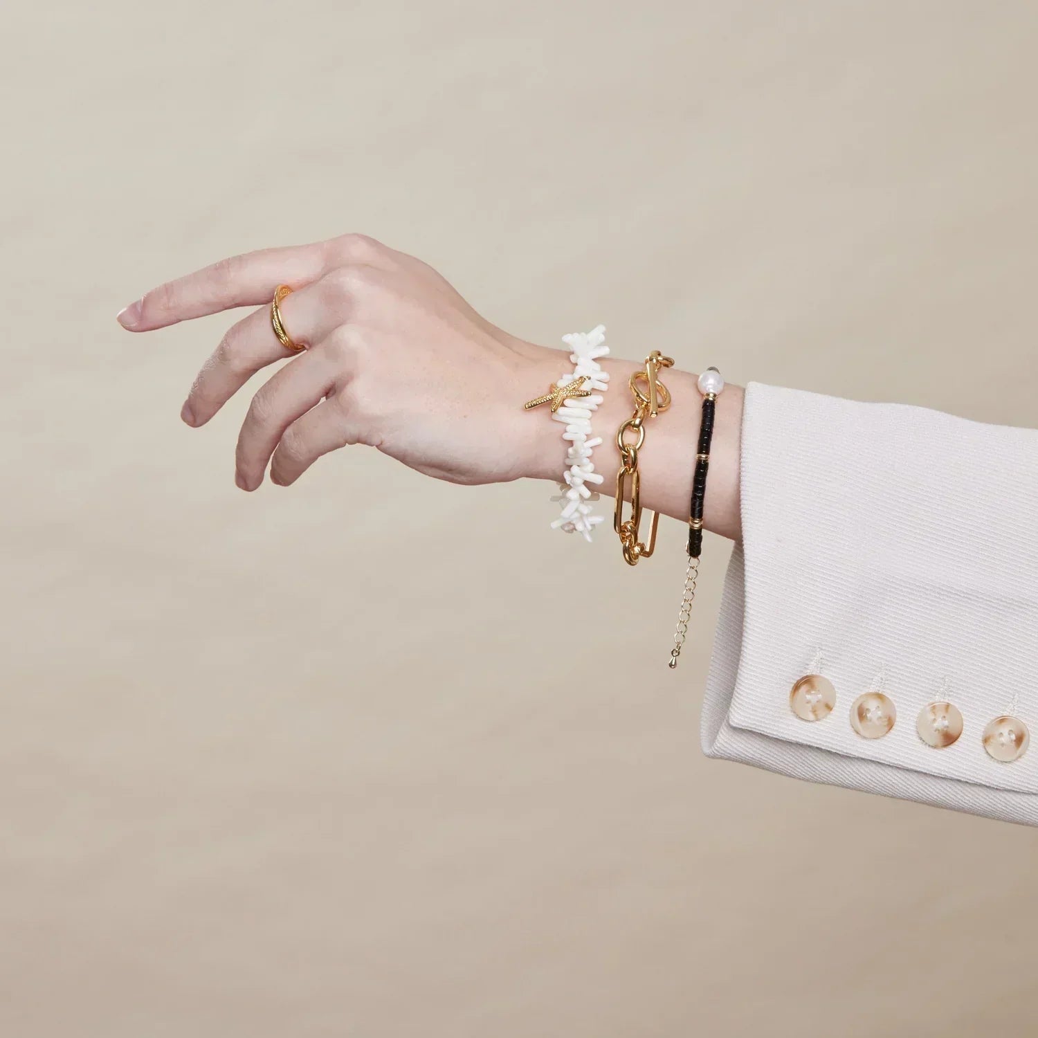 Pulsera T-Bar de enlace | Oro