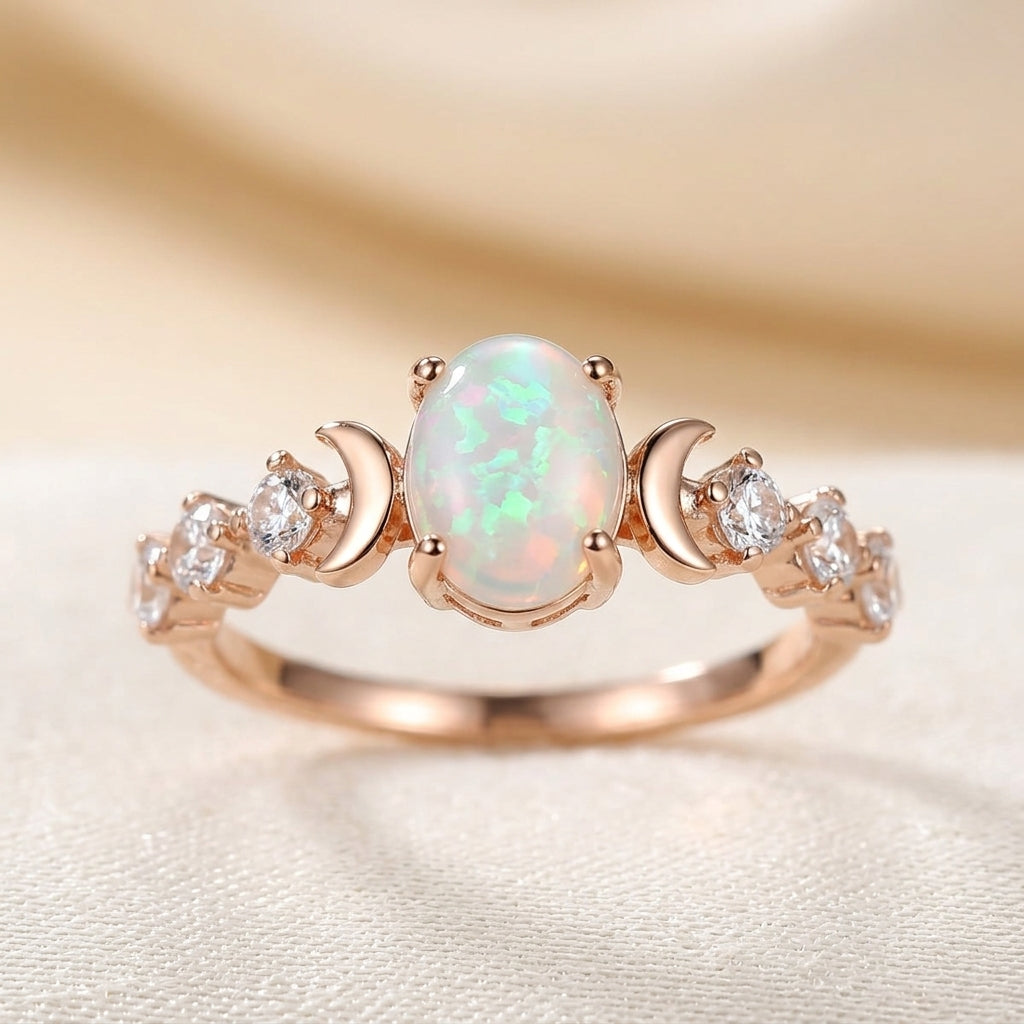 Anillo Media Luna Opal | Oro Rosa