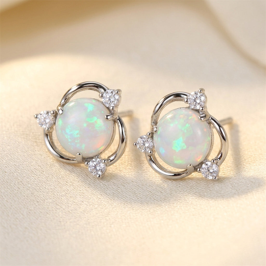 Pendientes de Stud Opal Trio Ø | Oro Blanco