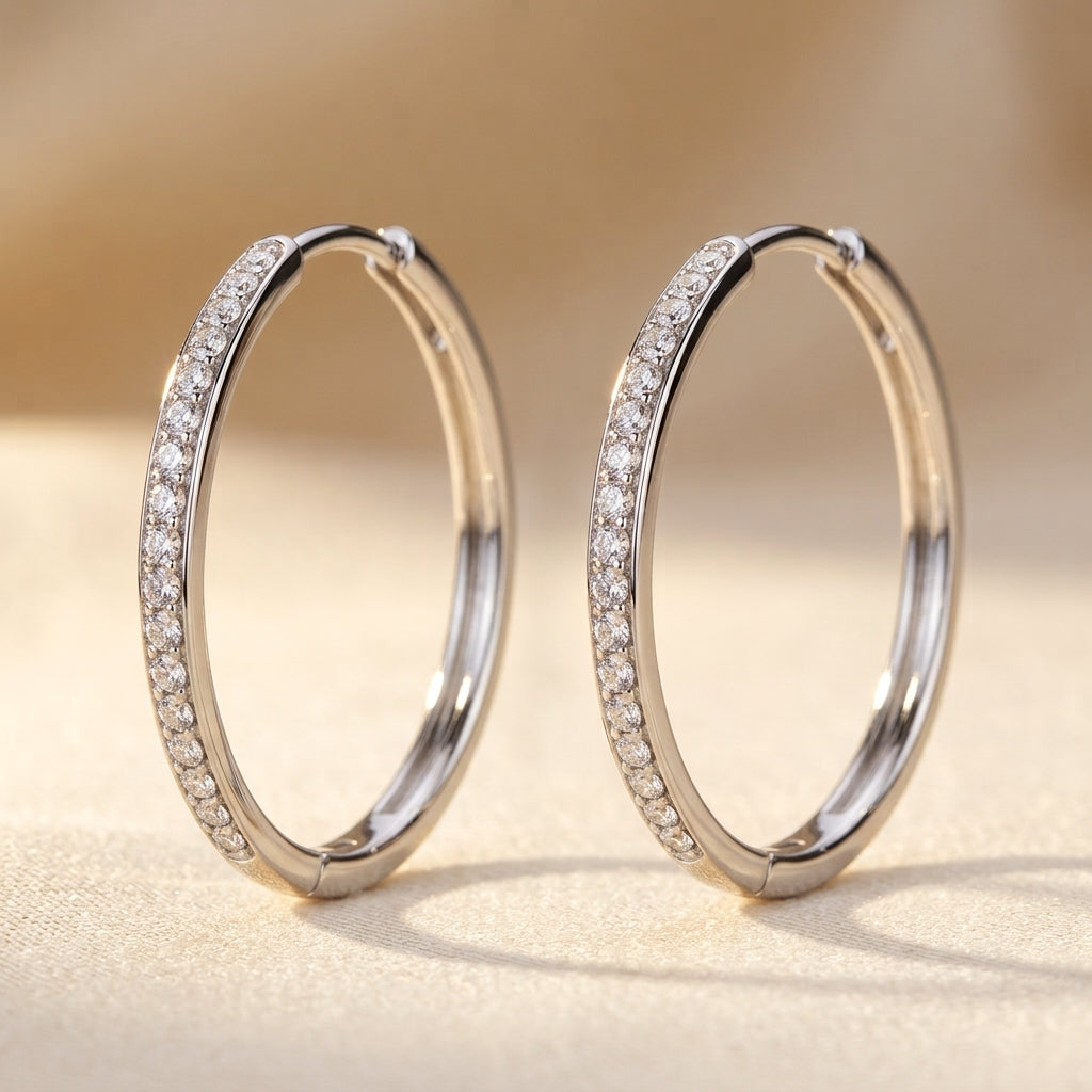 Pendientes Sorel Pave | Oro blanco