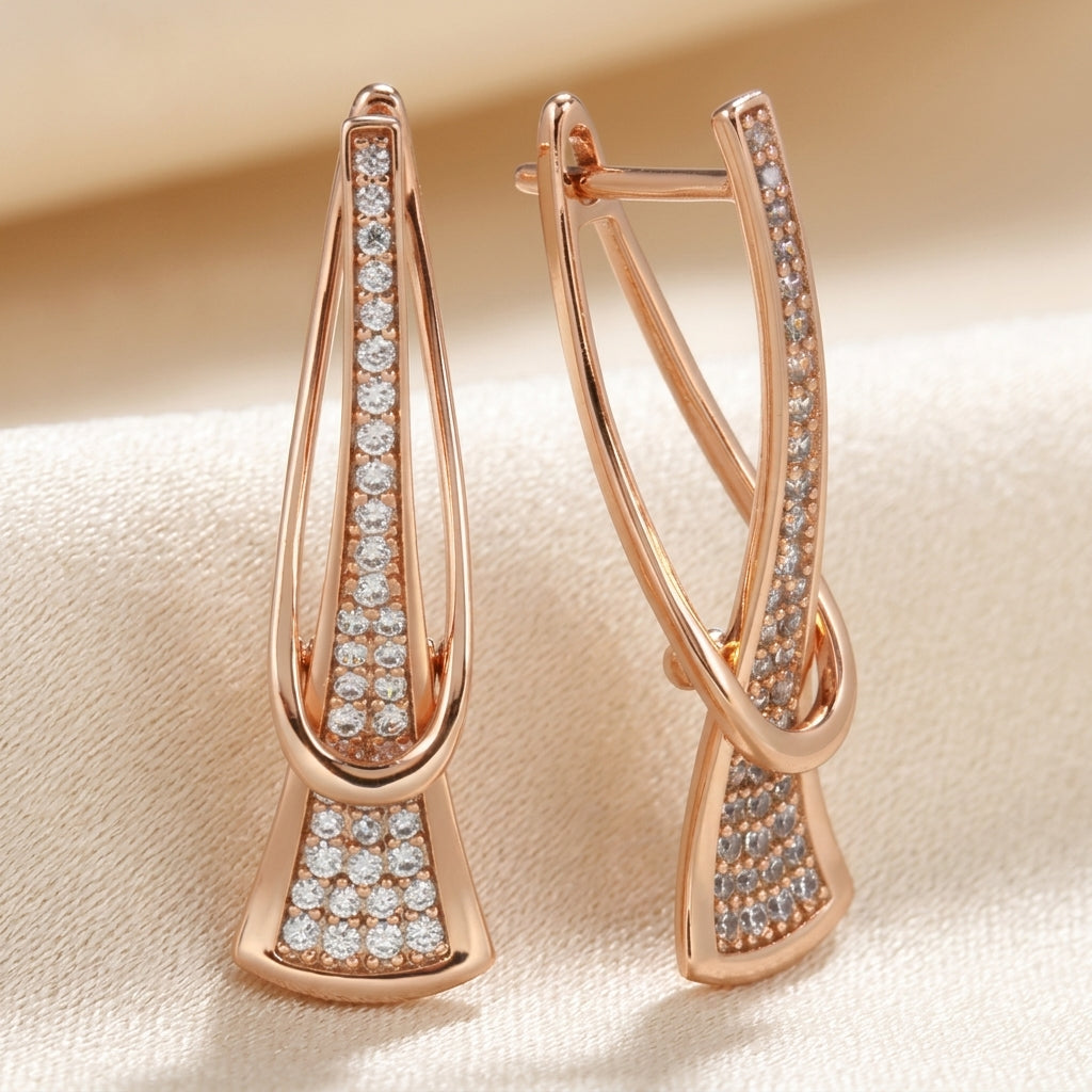 Pendientes de Cristal Brillantes | Oro