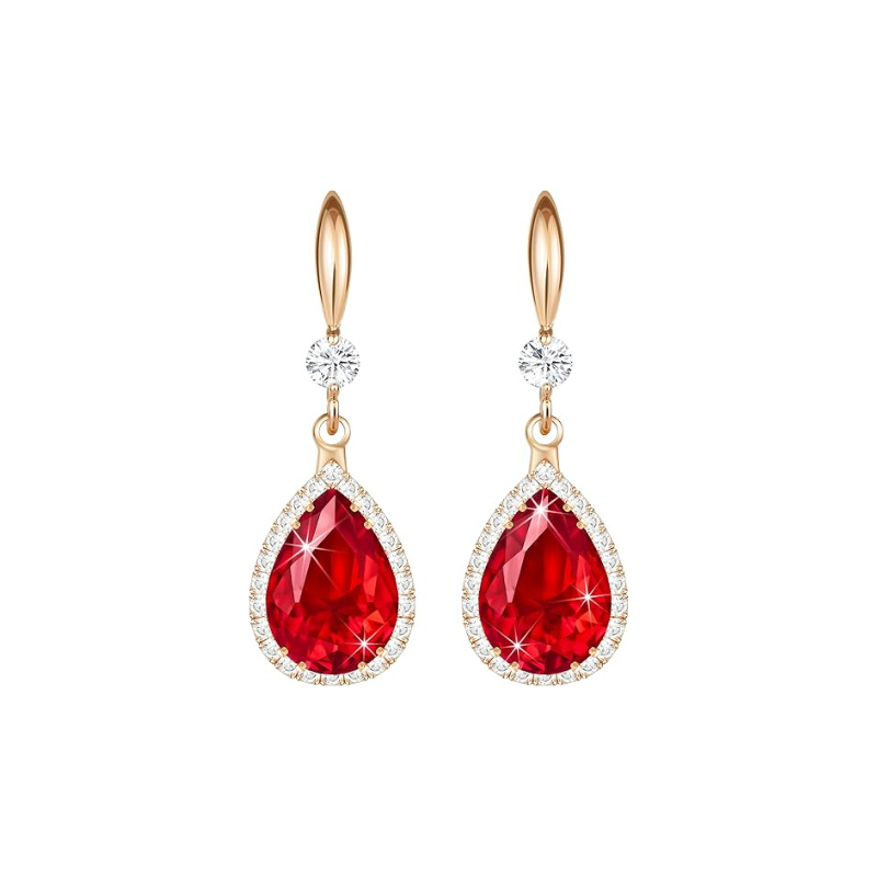 Pendientes de lágrima Ruby | Oro rosa