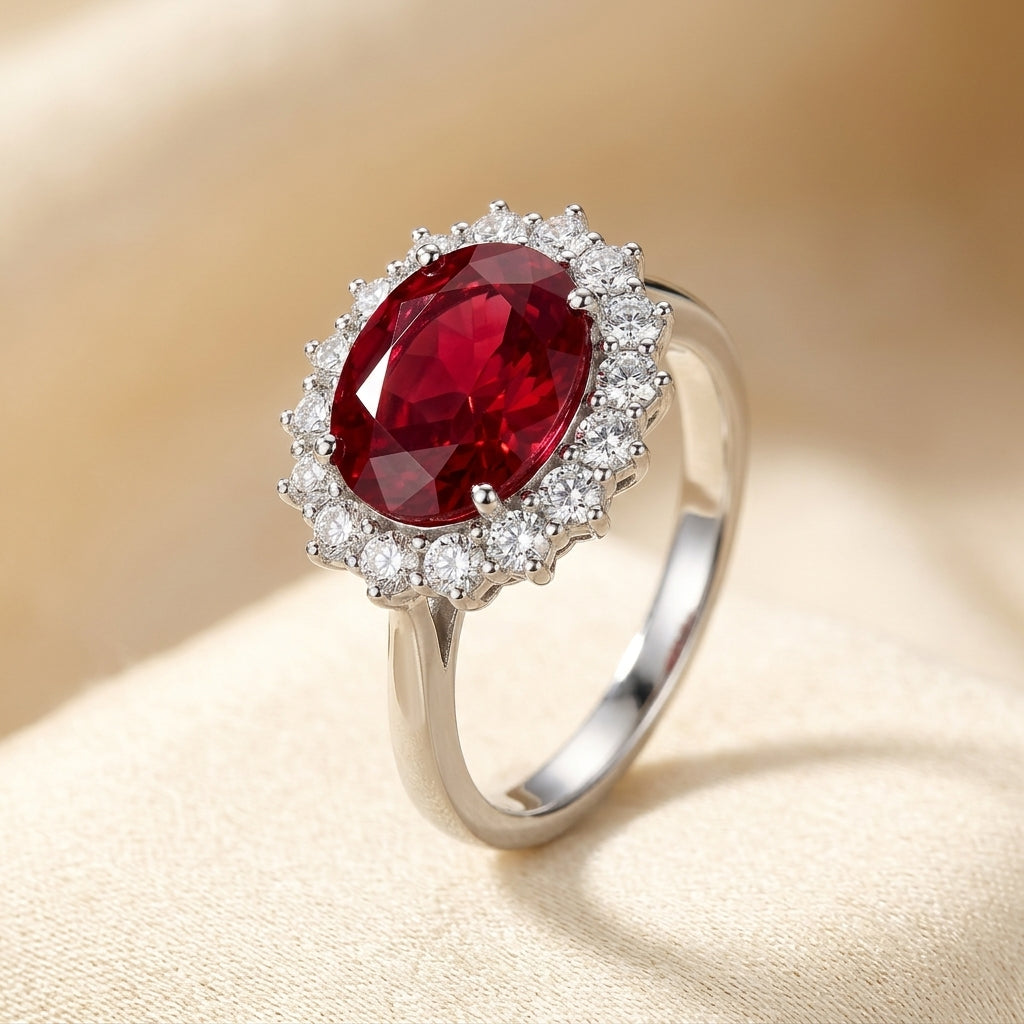 Anillo de Rubí Corona Escarlata | Oro Blanco