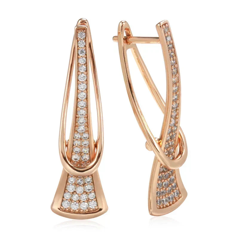 Pendientes de Cristal Brillante en Cobre | Oro