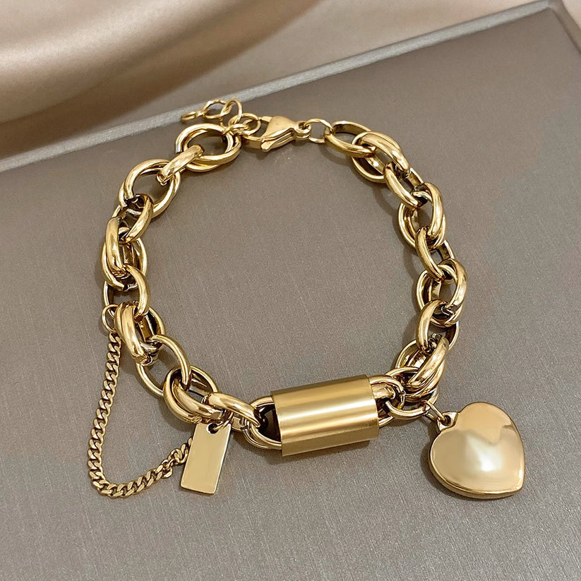 Pulsera Chunky Cálida del Corazón | Oro