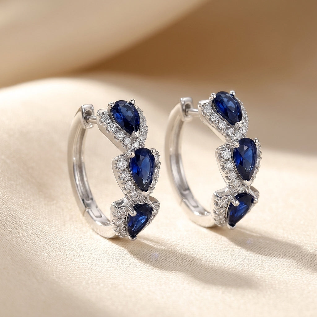 Pendientes Royal Sapphire Crest | Oro blanco
