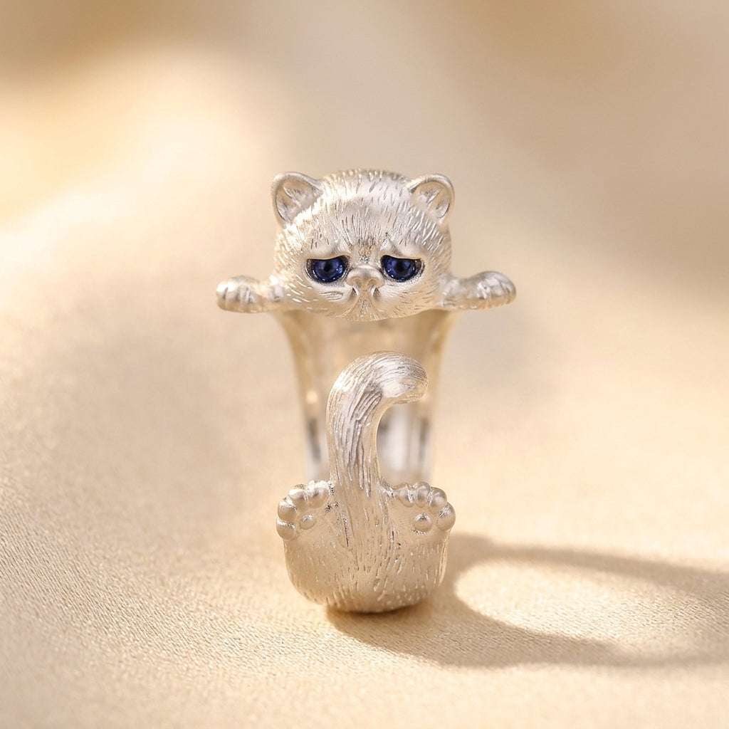 Anillo Ajustable para Gato | Oro Blanco