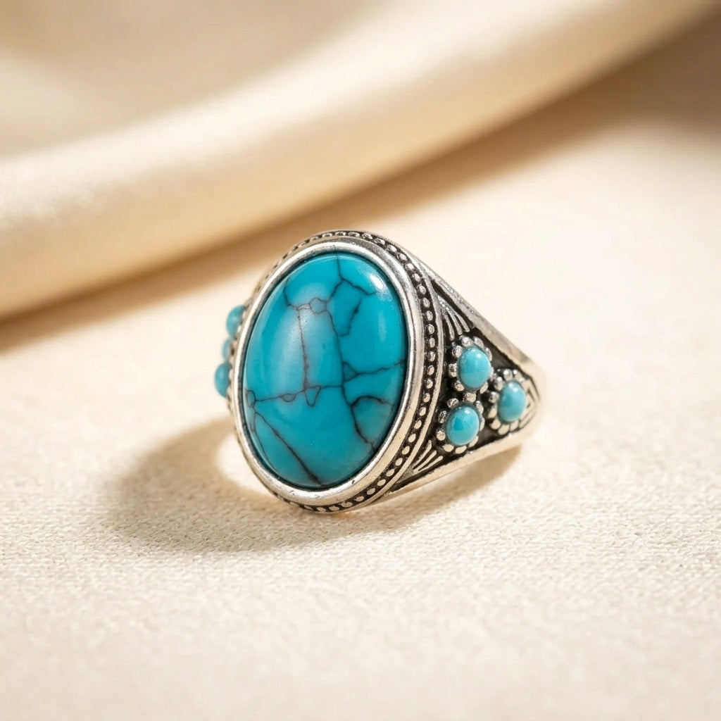 Anillo Nomad de Piedra Azul | Oro Blanco