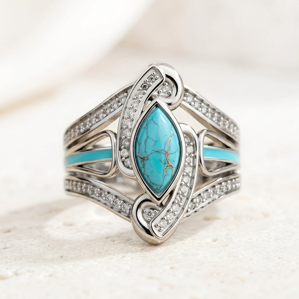 Anillo de Declaración Turkis Marquis | Oro Blanco