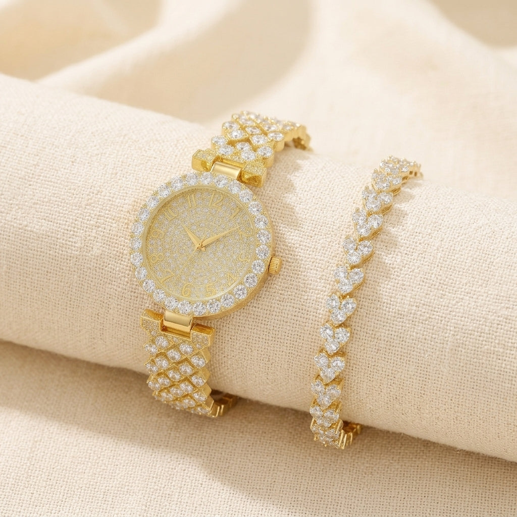 Conjunto de Guldur y Pulsera Luxe Radiance | Oro