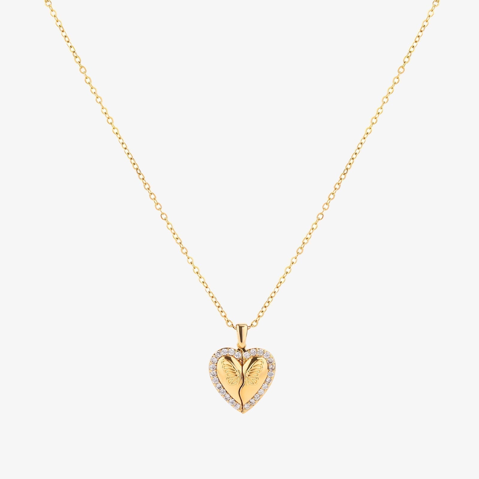 Collar de Corazón Mariposa | Oro