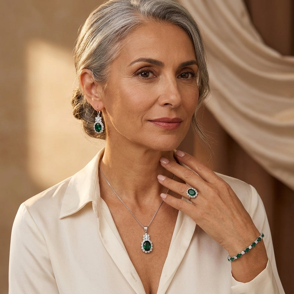 Seloria Grevalyn Conjunto de Joyas | Oro Blanco