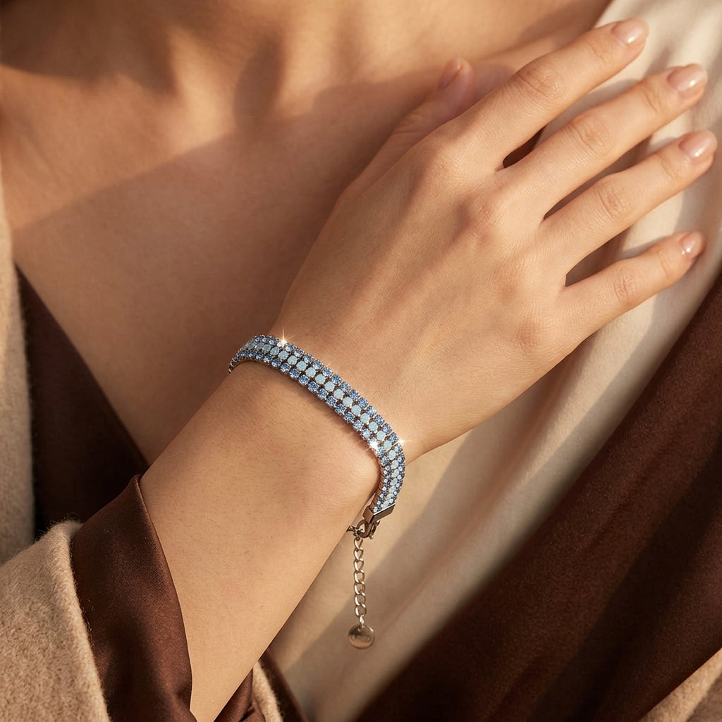 Pulsera Brillo Firmado | Oro Blanco