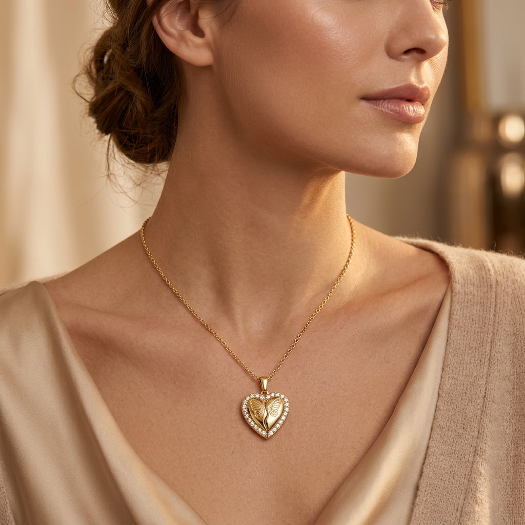 Collar Corazón Mariposa | Oro