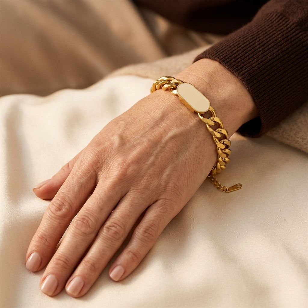 Pulsera de Etiqueta Cadena Cubana | Oro