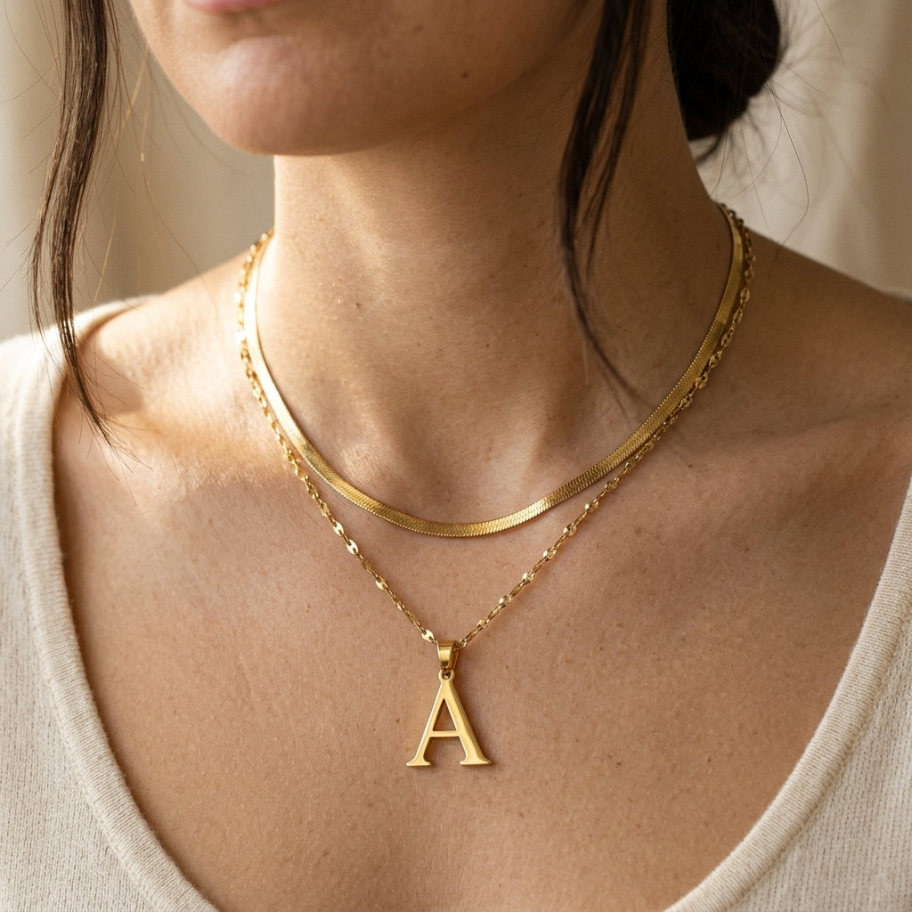 Collar de Iniciales Apiladas | Oro
