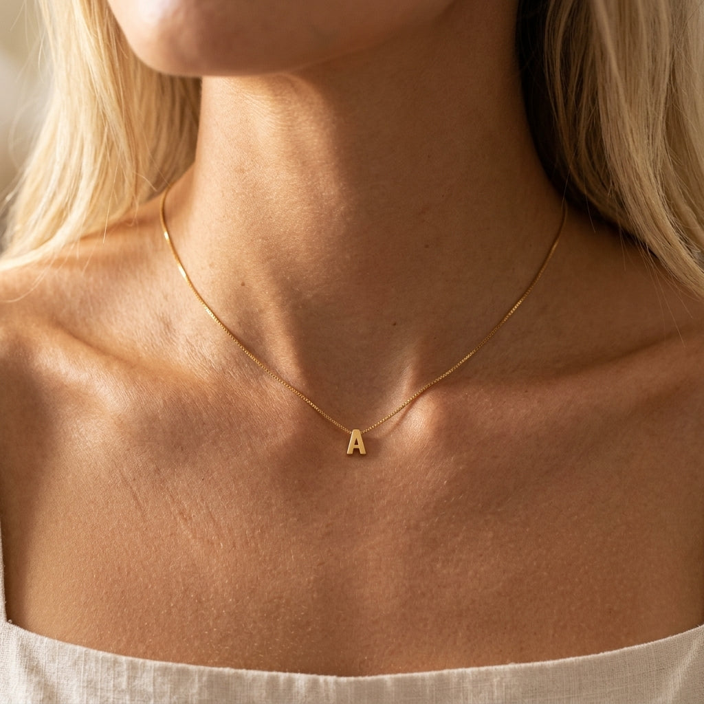 Collar inicial de carta de amor | Oro