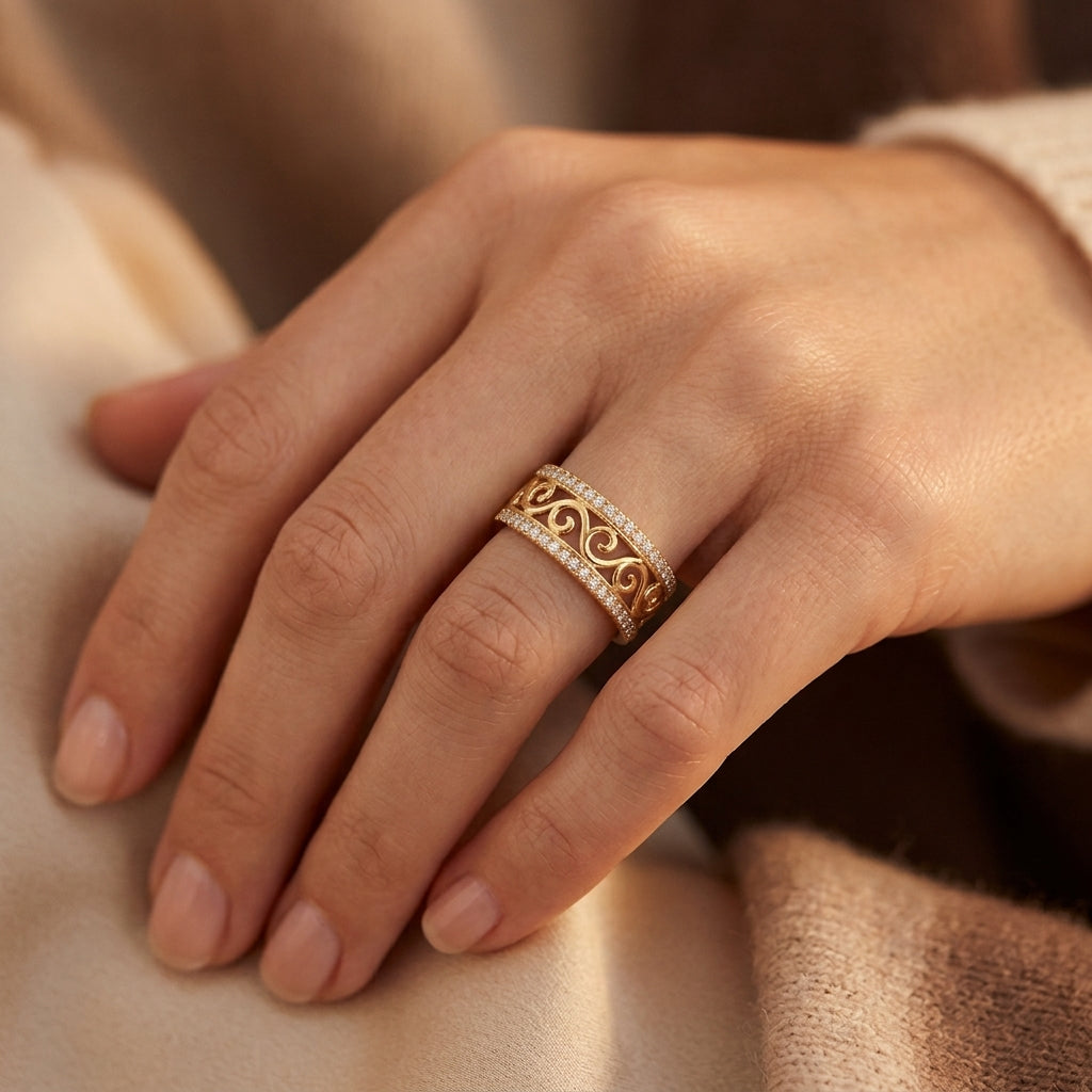 Anillo de Oro Hueco Brillante | Oro