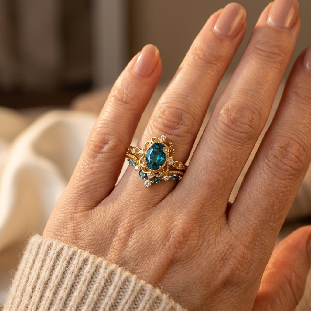 Anillo de Corona de Zafiro Azelia | Oro