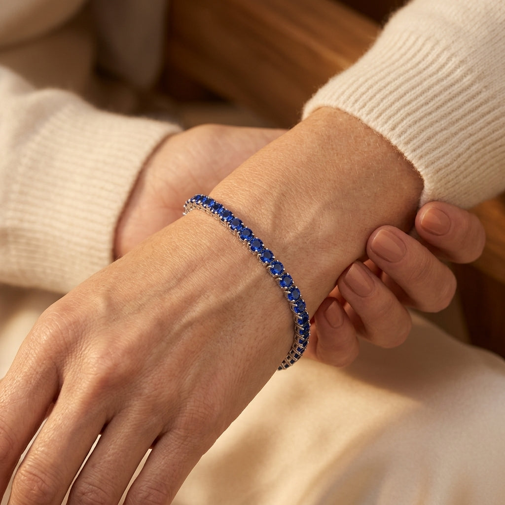 Pulsera de Tenis de Zafiro | Oro Blanco