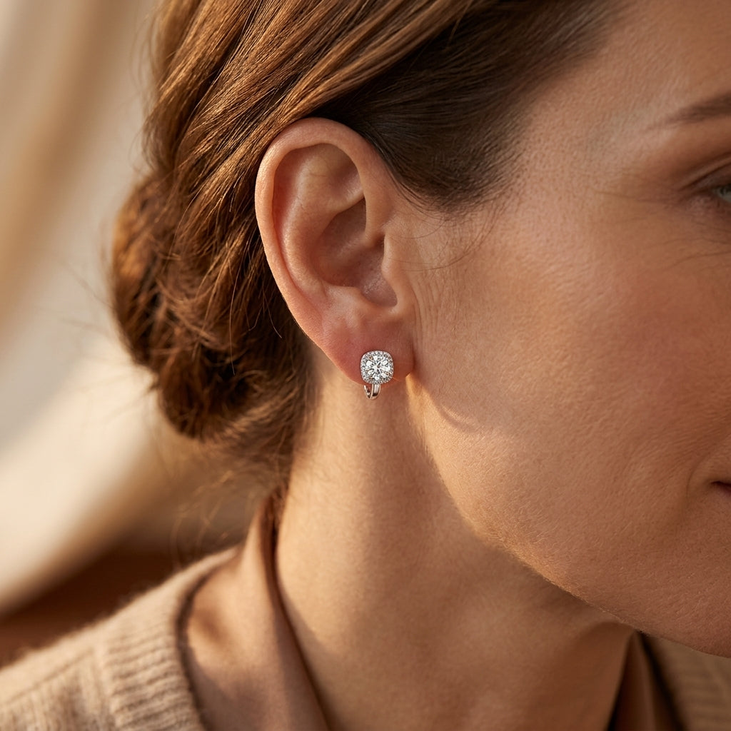 Pendientes cuadrados Nadine | Oro blanco
