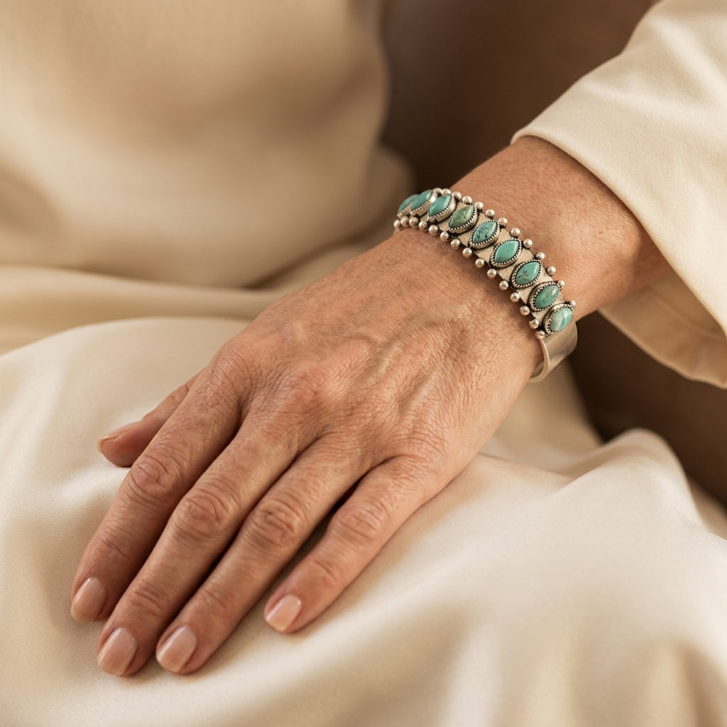 Pulsera Azmira Turkis Cuff | Oro blanco
