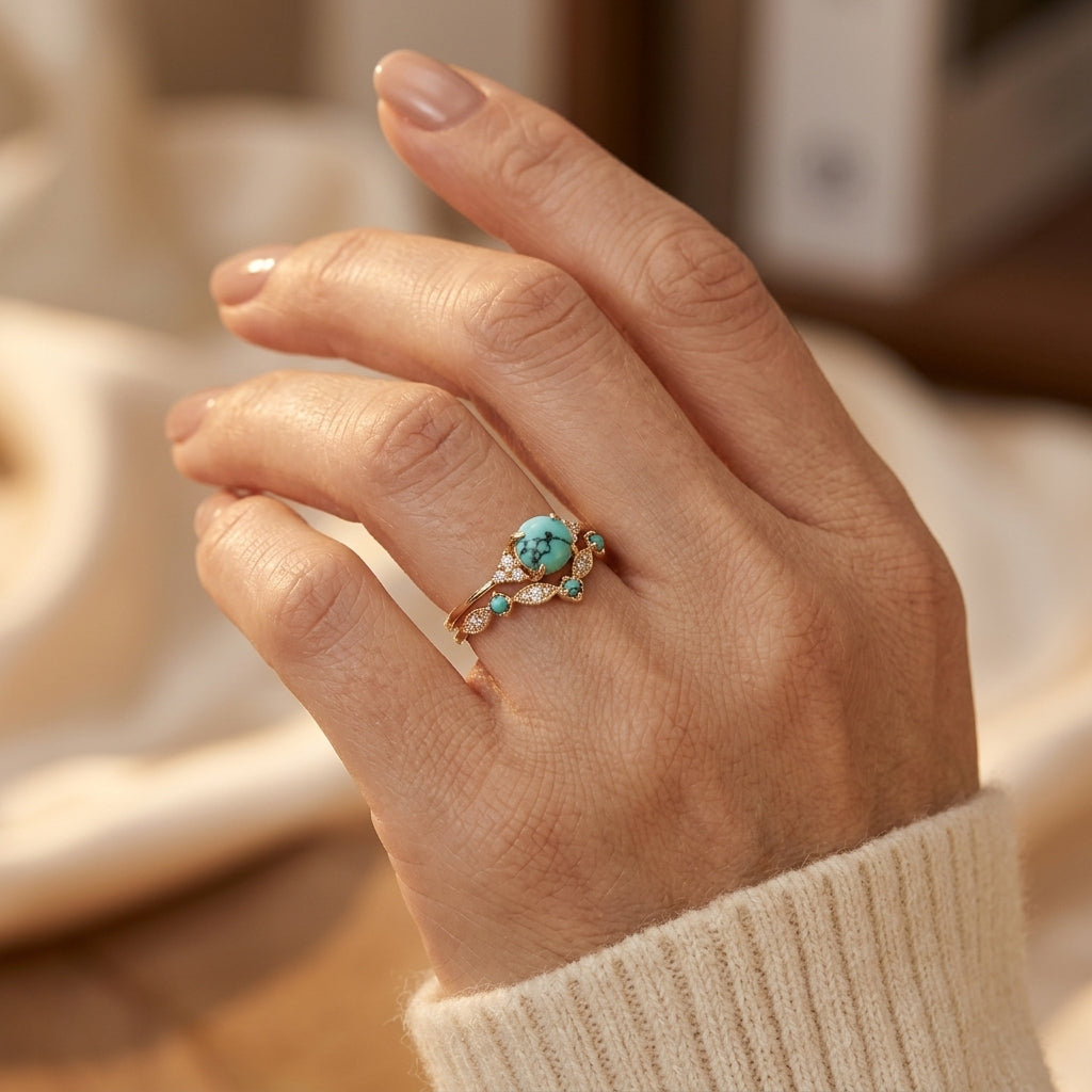 Anillo Aureva Turquesa Corona | Oro