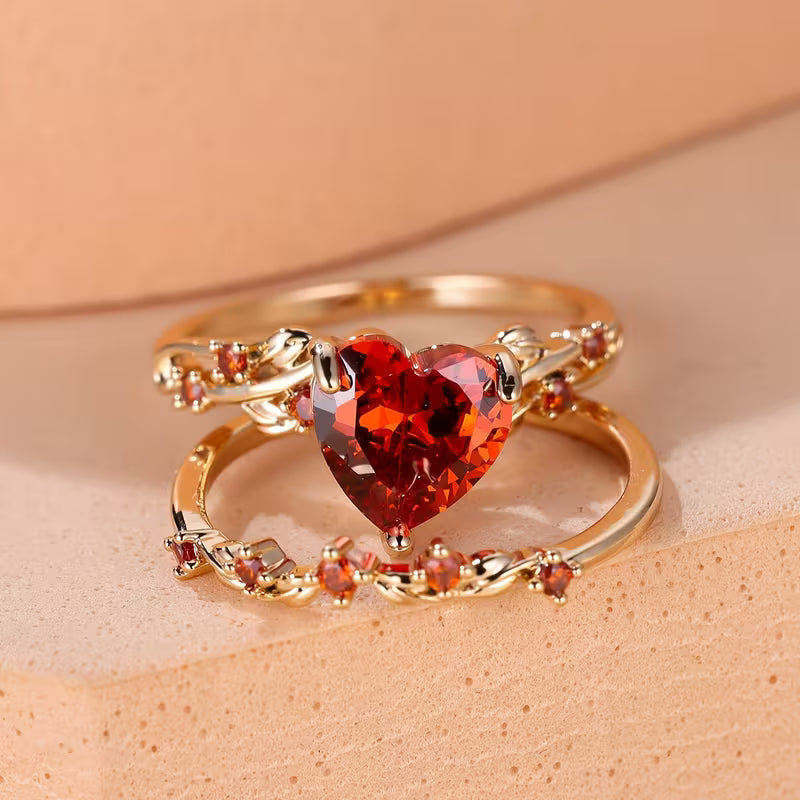 Conjunto de Anillos con Acento de Corazón Redvine | Guld