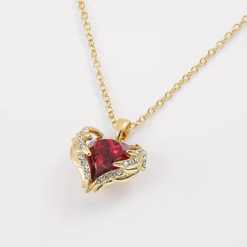 Collar de Corazón Rubí Engel Omfavnelse | Oro