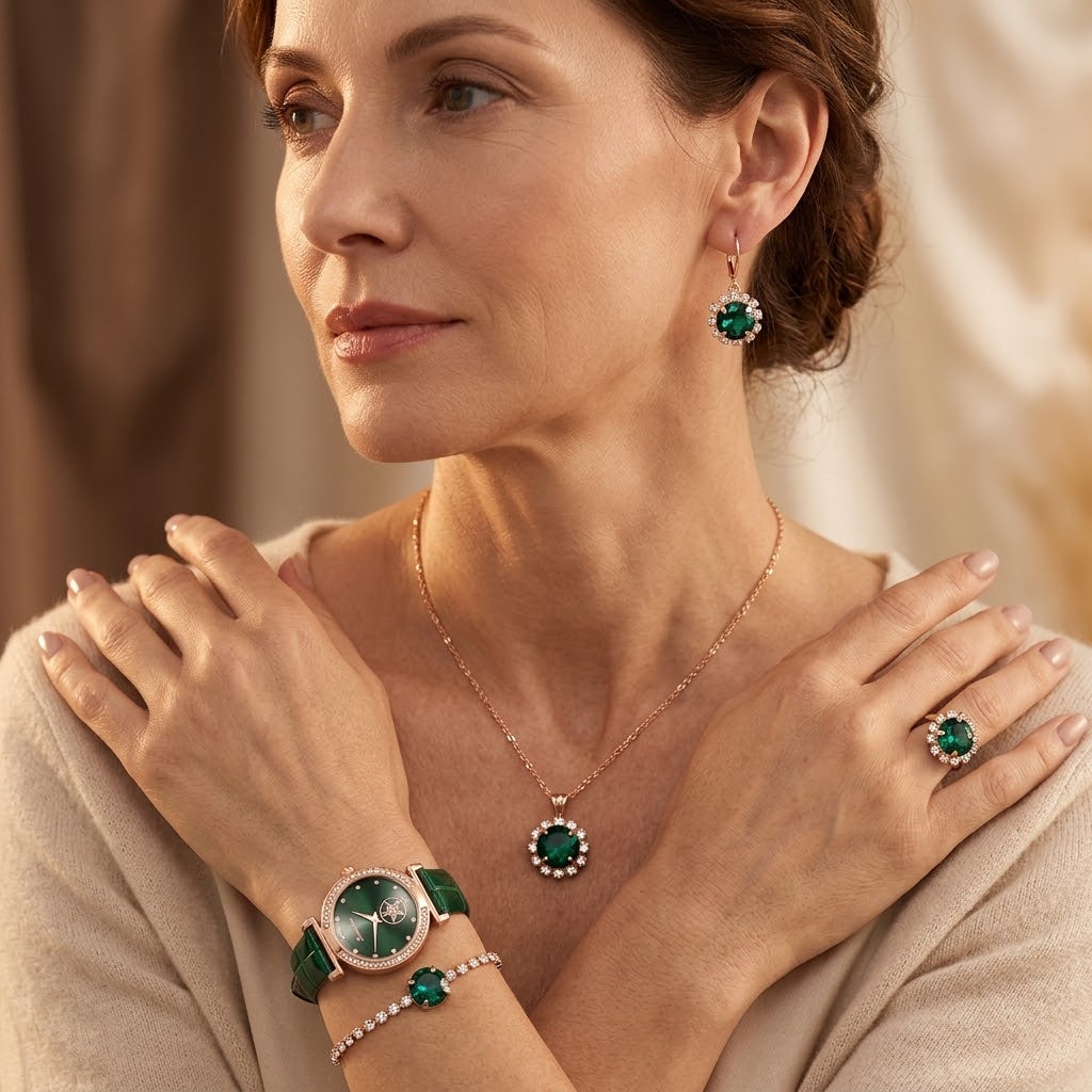 Conjunto de Joyas Verdantra Timecourt | Oro
