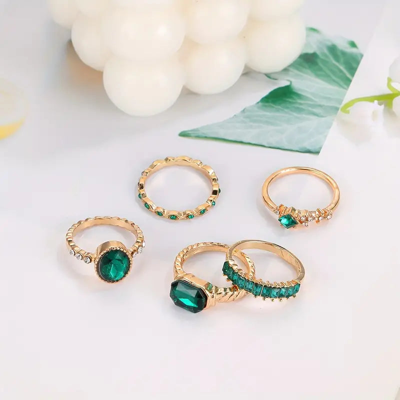 Conjunto de Anillo de Esmeralda Exclusivo Zarina | Oro