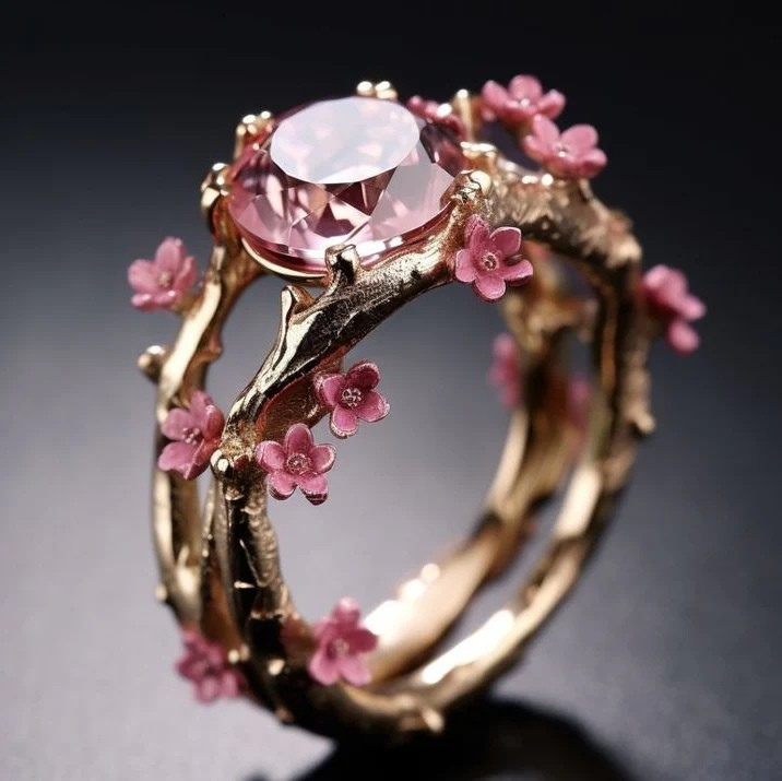 Anillo Blomster Krystal Elegante Rosa | Oro