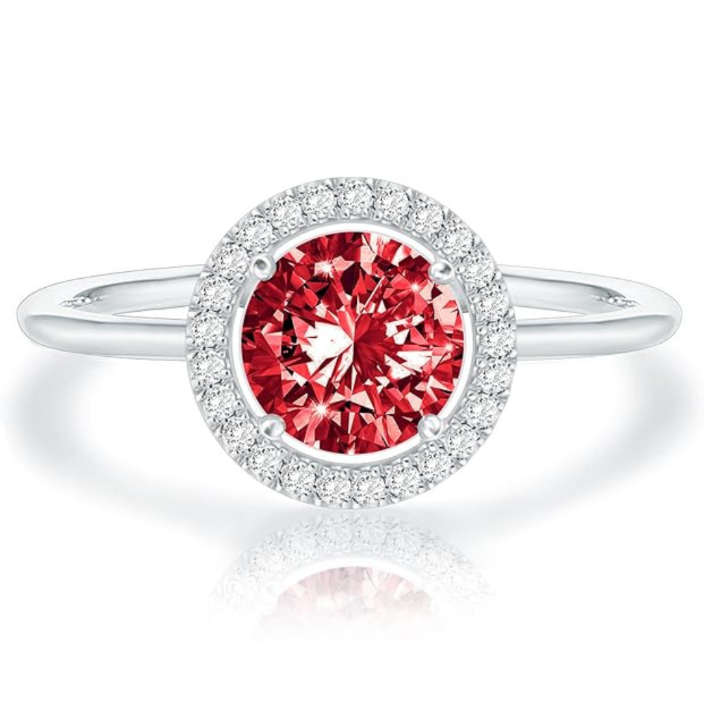 Anillo de Rubí Promesa Brillante | Oro Blanco