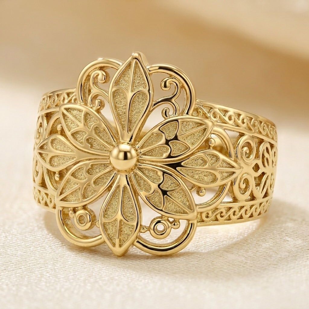 Anillo de Flores Inspirado en Vintage | Oro