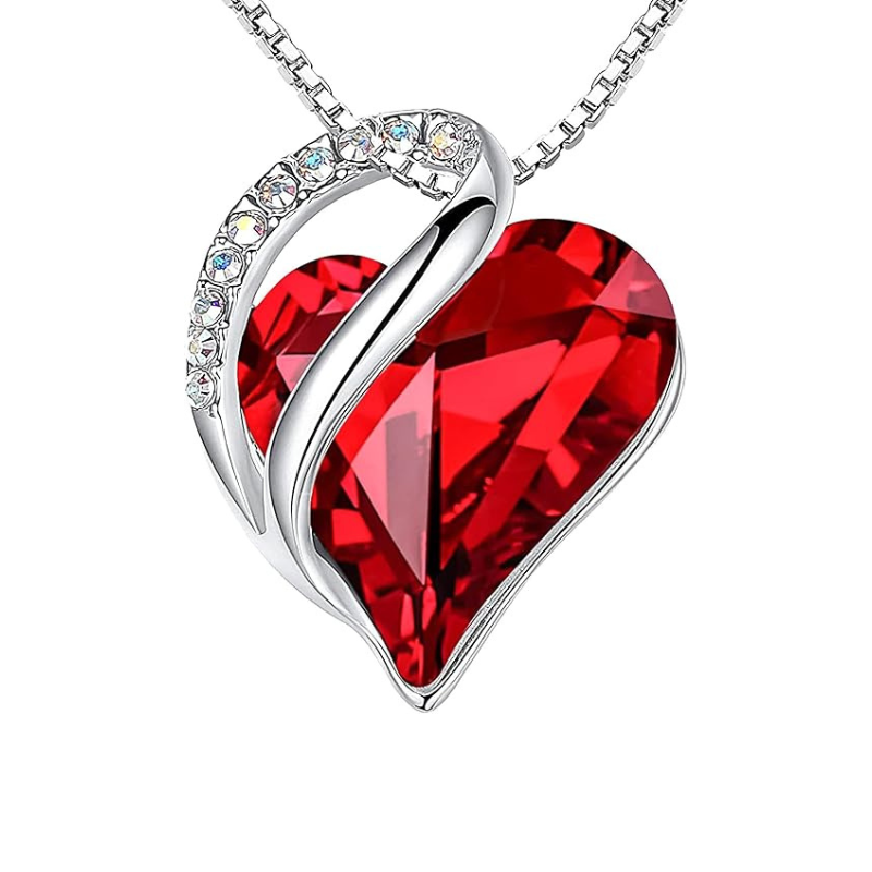 Collar de Rubí Corazón Infinito | Oro Blanco