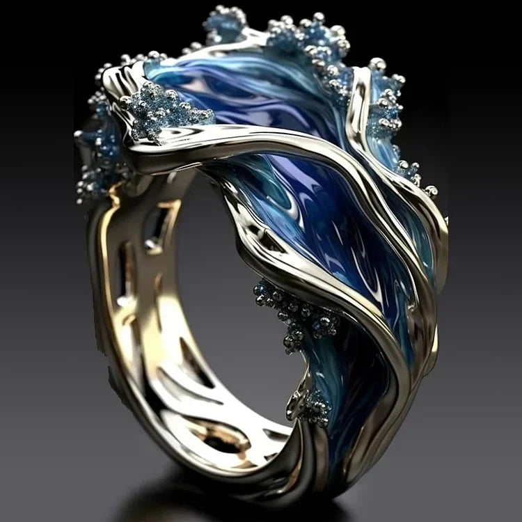 Anillo Antik Gylden Ocean Bølget | Oro Blanco