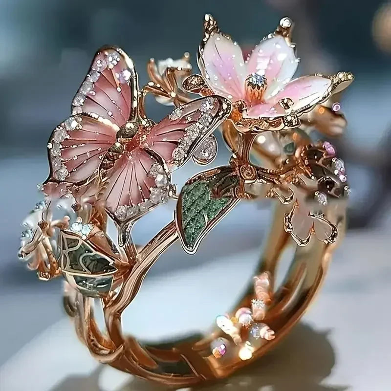 Anillo de Zirconia Mariposa Brillante de Natur | Oro
