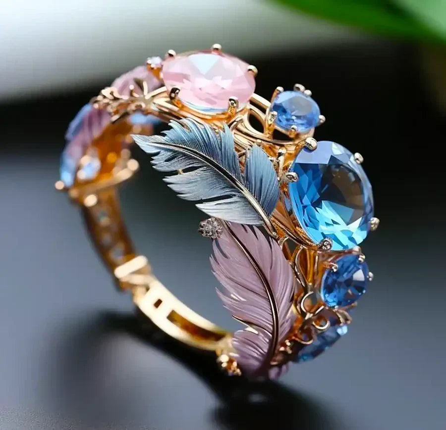 Anillo de Cristal de Pluma Exótica Antik | Oro