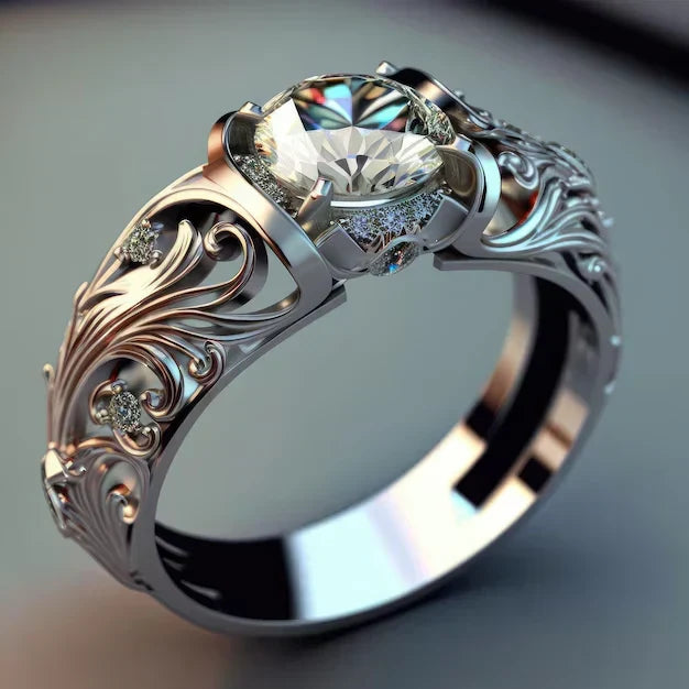Anillo de Cristal Elegido | Oro Blanco
