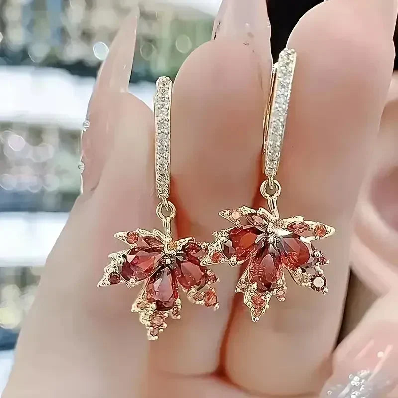 Zirconio Hoja Brillante Øreringe | Oro
